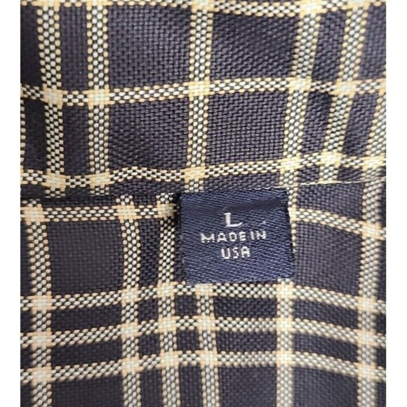 Burberry London Plaid Button Down Long Sleeve Shirt Black Men's Sz L Made In USA - Picture 7 of 10